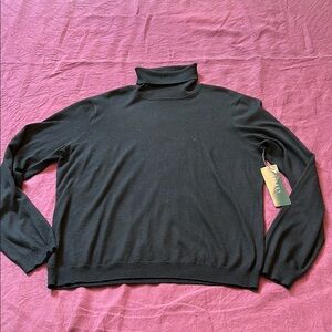 Ralph Lauren XL classic black Turtleneck Sweater silk blend NWT top